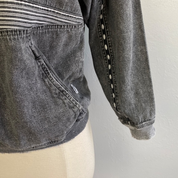 Zeppelin Womans Gray Sweatshirt Medium Cotton Distressed Pockets Logo Hip Hop - Picture 5 of 15